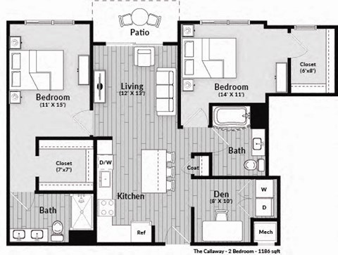 The Callaway Floorplan at The Harrison, Newtown Square, PA, 19073